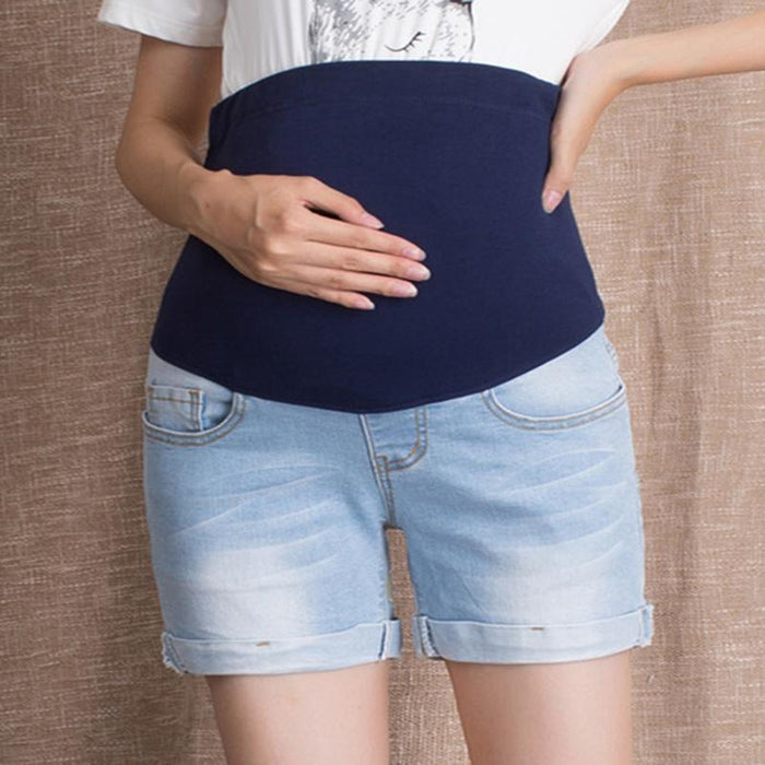 Cozy Cuffed Maternity Denim Shorts
