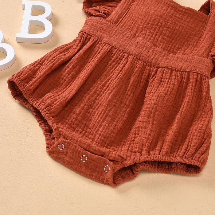 Baby Girl Solid Sleeveless Romper