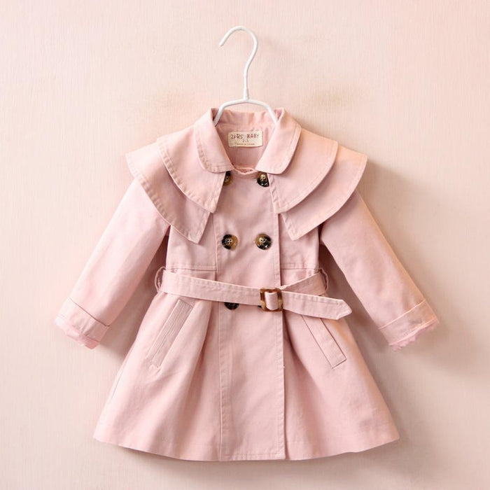 Stylish Solid Double-breasted Trench Coat for Toddler Girl and Girl