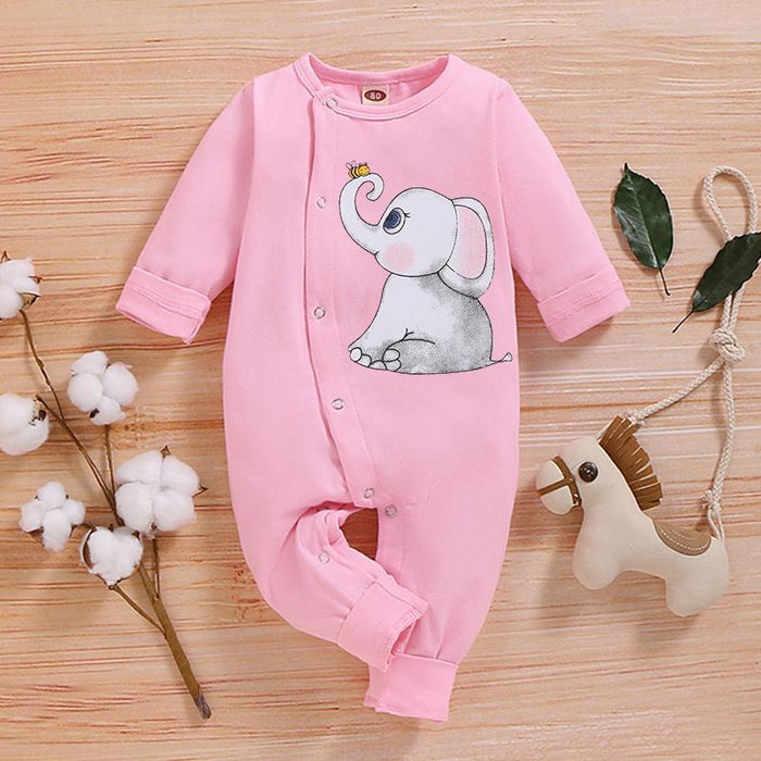 Adorable Elephant Print Long-sleeve Jumpsuit for Baby
