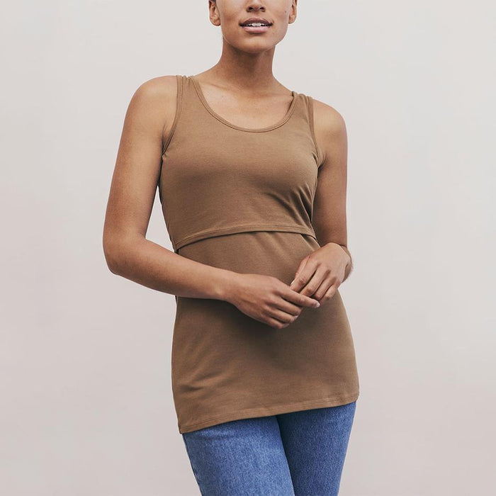 Fashionable Solid Round Neck Nursing Tank