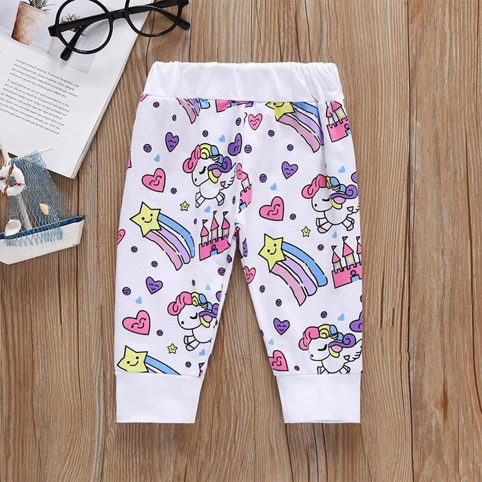 3-piece Unicorn Print Top and Pants Set