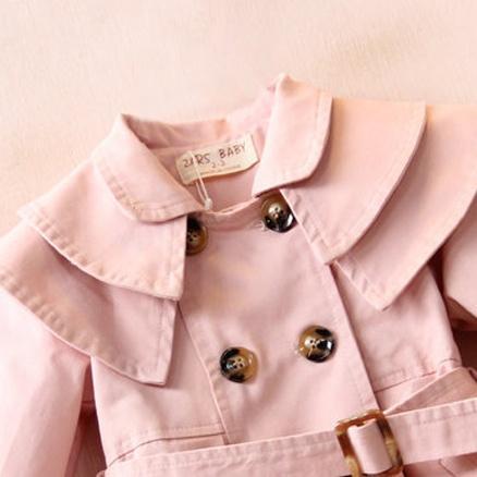 Stylish Solid Double-breasted Trench Coat for Toddler Girl and Girl