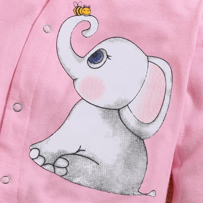Schattige jumpsuit met lange mouwen en olifantenprint voor baby's