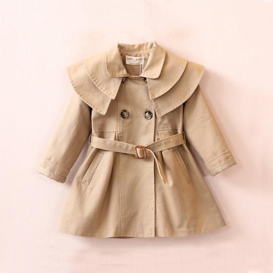 Stylish Solid Double-breasted Trench Coat for Toddler Girl and Girl