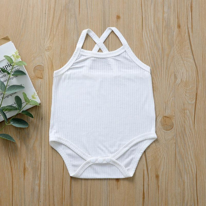 Baby Girl Solid Sleeveless Romper