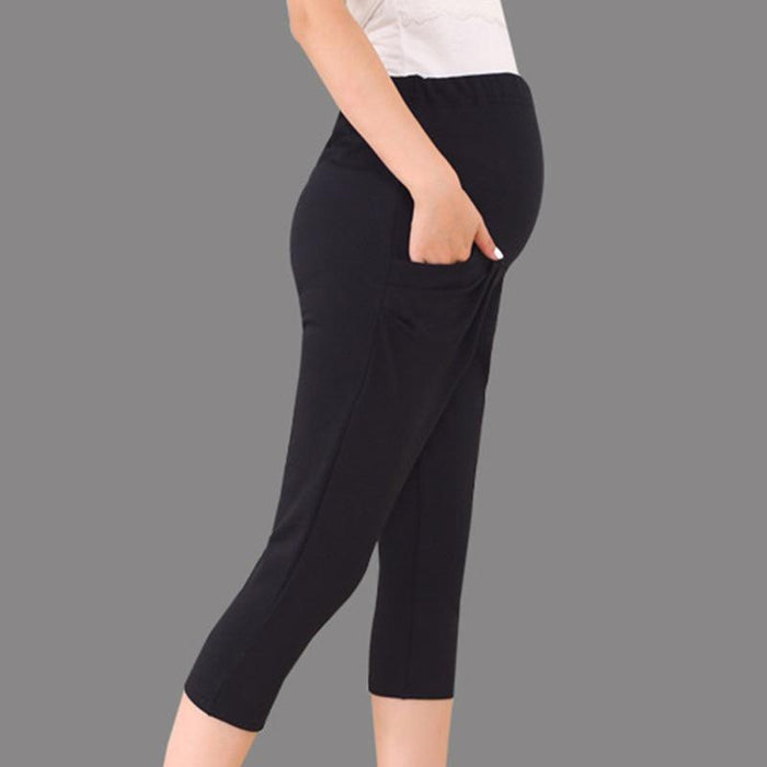 Casual Solid Maternity Crop Pants