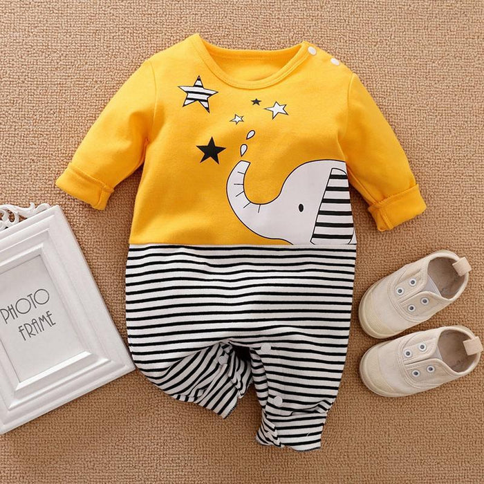 Baby Boy / Girl Elephant Print Long-sleeve Jumpsuit