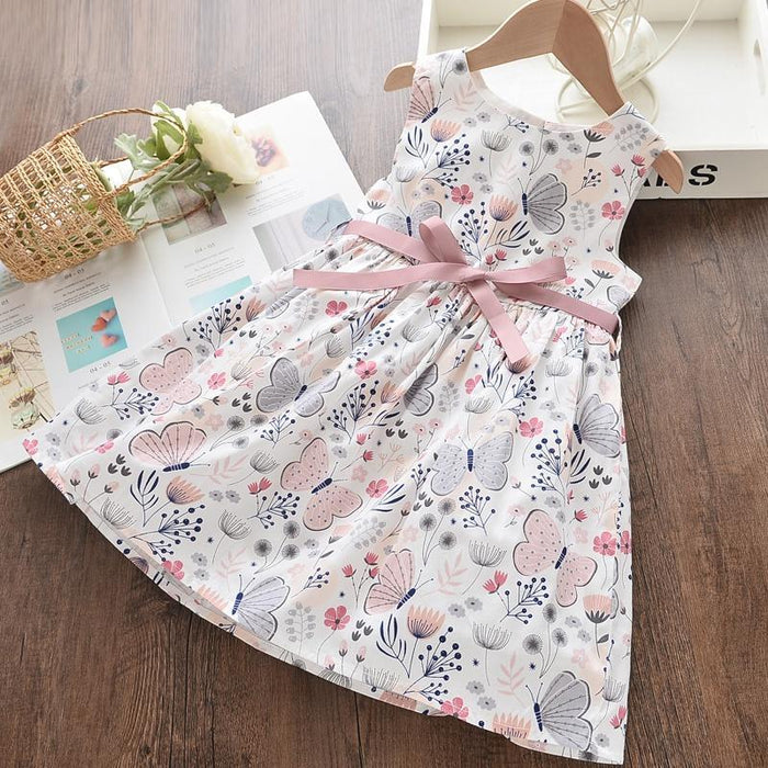 Baby / Toddler Girl Pretty Butterfly Print Bowknot Dress