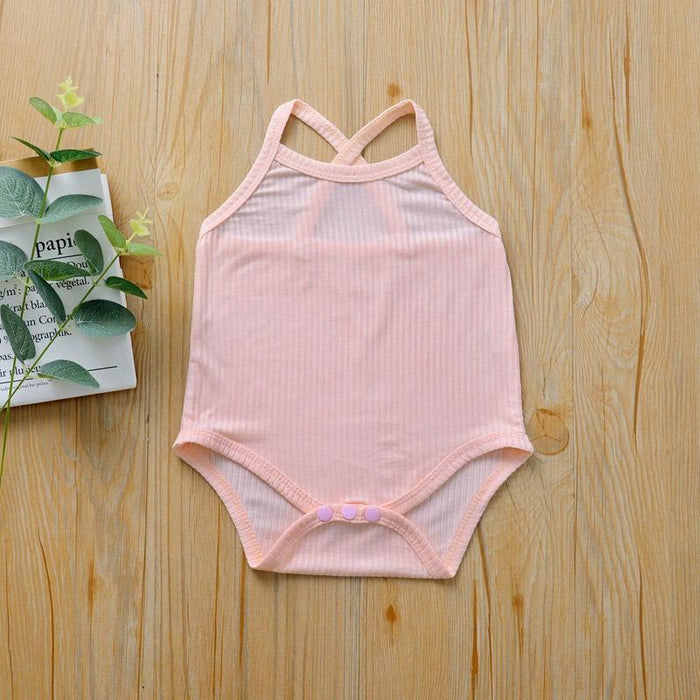 Baby Girl Solid Sleeveless Romper