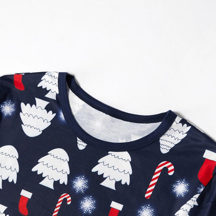 Christmas Tree and Snowflake Patterned Family Matching Pajamas Set