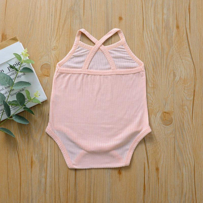 Baby Girl Solid Sleeveless Romper