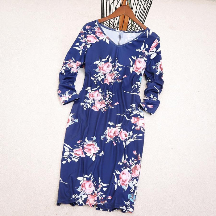 Printed Long-sleeve Matching Dresses