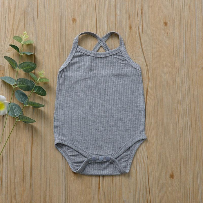 Baby Girl Solid Sleeveless Romper