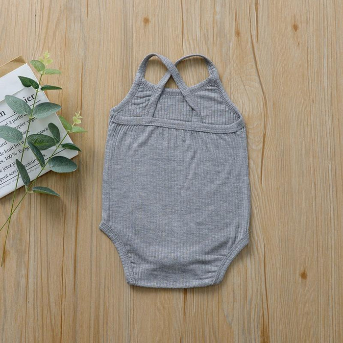 Baby Girl Solid Sleeveless Romper