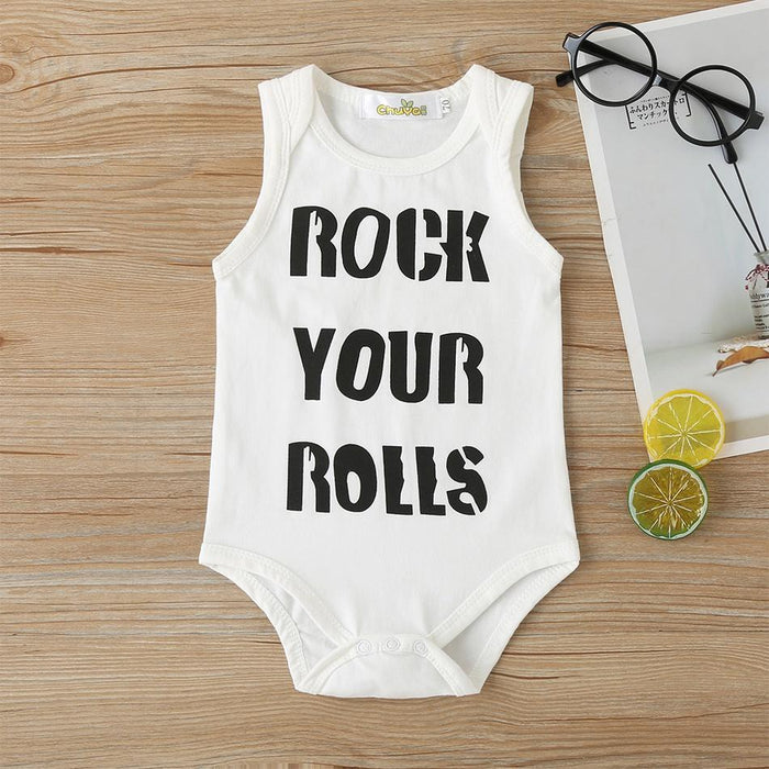 Baby Boy / Girl Letter Print Sleeveless Romper