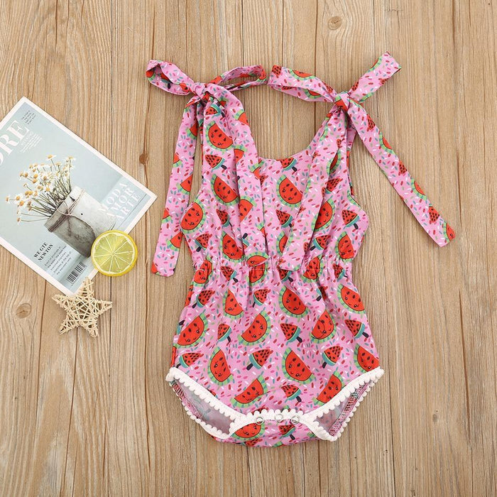 Baby Stylish Watermelon Allover Strappy Rompers