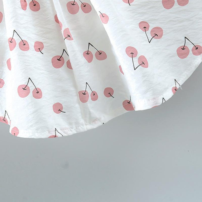 2-delige baby-/peuterfruit-appel-kersen-set met strik en decoratieve jurk en muts