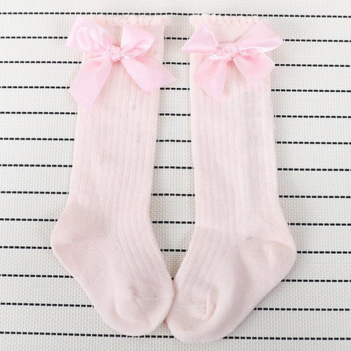 Sweet Solid Bow Decor Socks for Baby and Toddler Girl