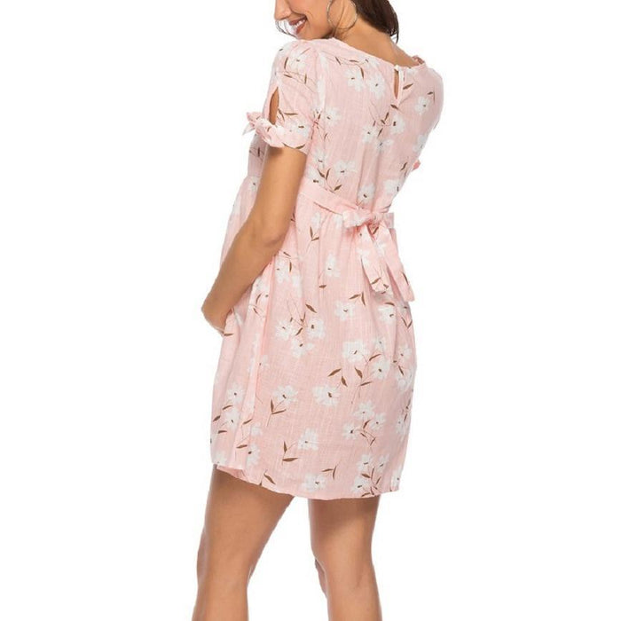 Trendy Floral Print Short-sleeve Nursing Dress