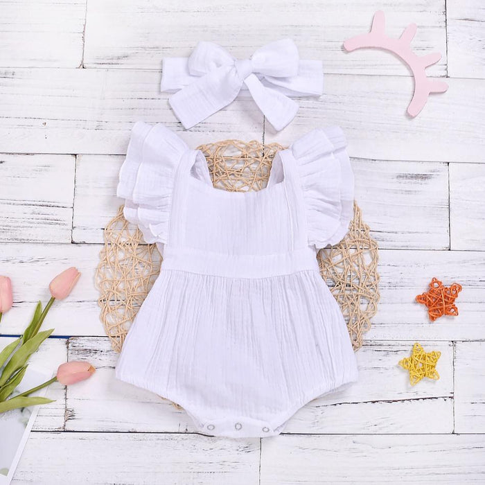 Baby Girl Solid Sleeveless Romper