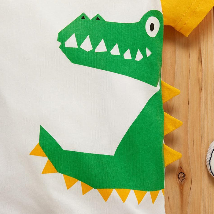 Casual cartoon dier dinosaurus T-shirt met korte mouwen voor baby's