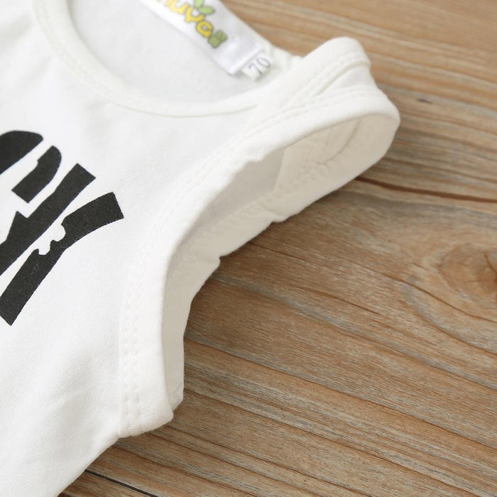 Mameluco sin mangas con estampado de letras para bebé niño / niña