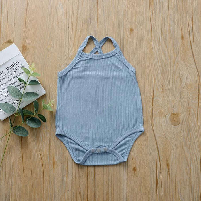 Baby Girl Solid Sleeveless Romper