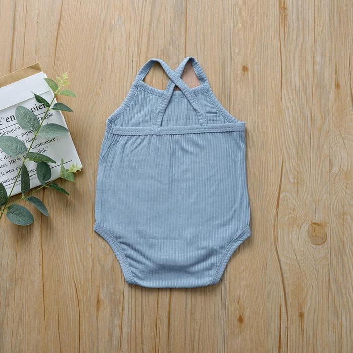 Baby Girl Solid Sleeveless Romper