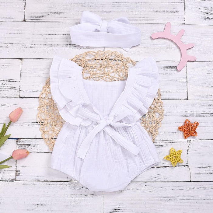 Baby Girl Solid Sleeveless Romper