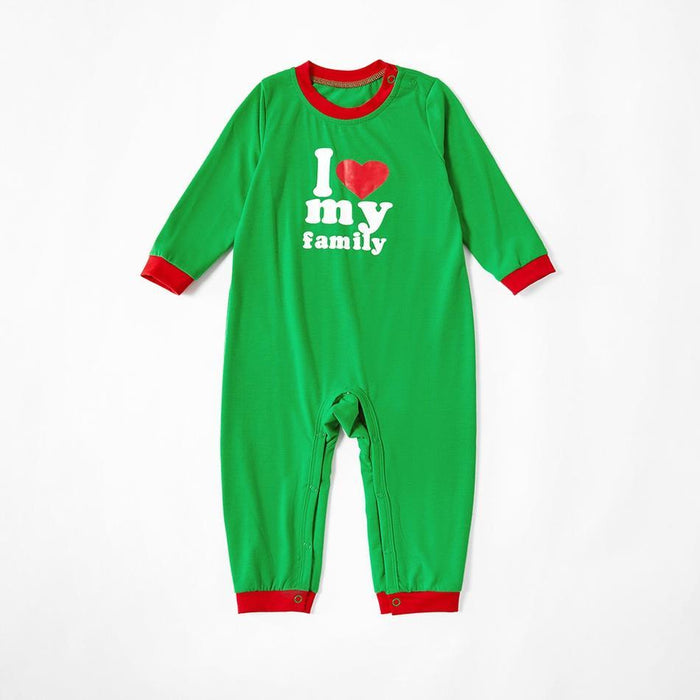Christmas Family Matching ' I Love My Family ' Striped Pajamas Set