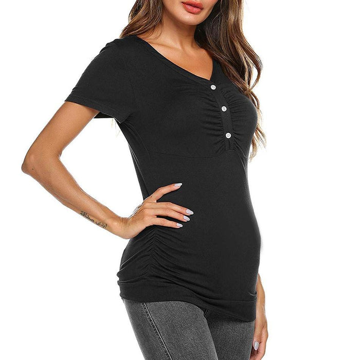 Casual Solid Short-sleeve Maternity Top