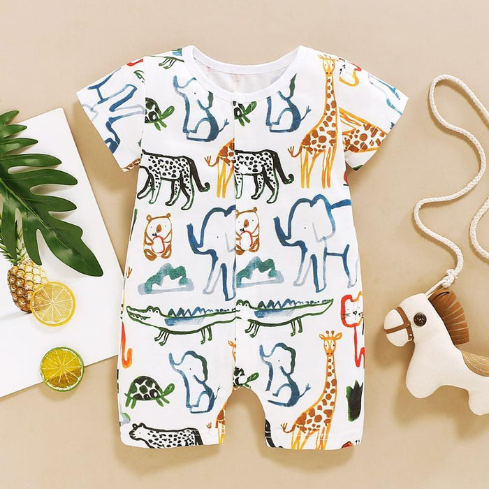 Baby Animal Elephant Giraffe Print Bodysuits