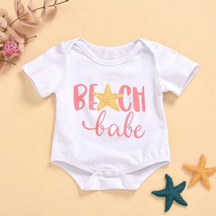 Baby Girl Letter Print Short-sleeve Romper