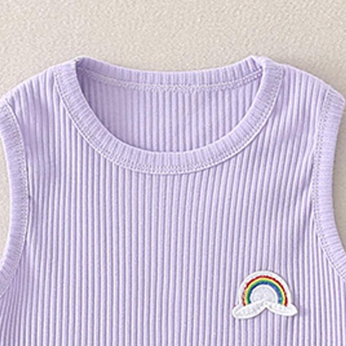 Baby's Rainbow Print Sleeveless Romper