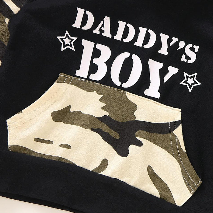 Babyjongen DADDY'S BOY Set met camouflageprint, lange mouwen en capuchon en broek