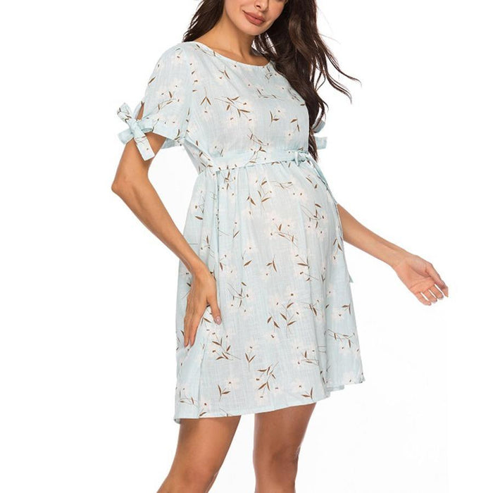 Trendy Floral Print Short-sleeve Nursing Dress