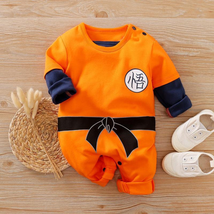 Long-sleeve Kungfu Style Orange One Piece for Baby