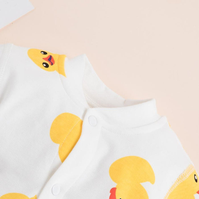 Baby Duck Allover Long-sleeve Jumpsuit
