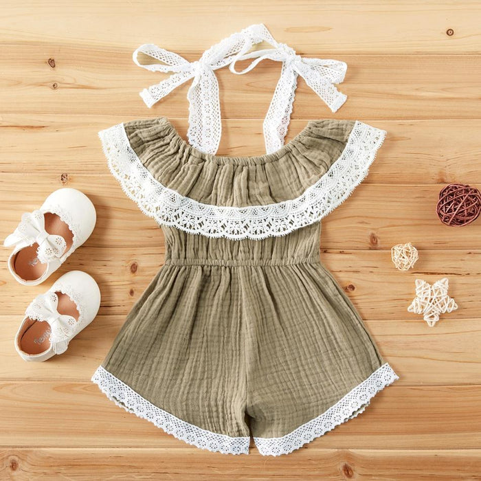 Baby / Toddler Girl Casual Solid Off Shoulder Onesies