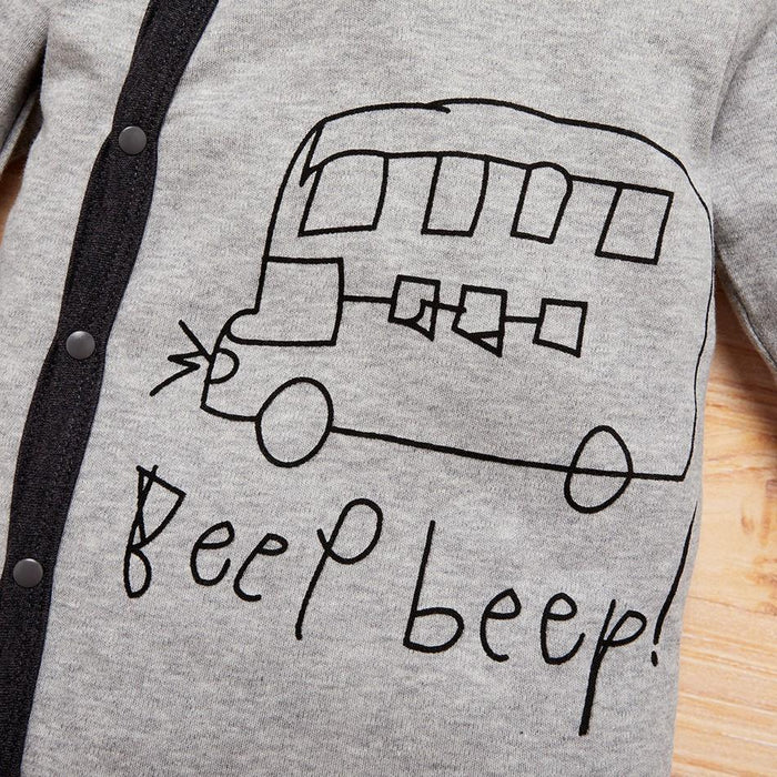 Mono de manga larga con estampado de letras Beep Beep para bebé niño