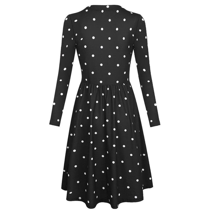 Casual Dotted Long-sleeve Nursing Dress