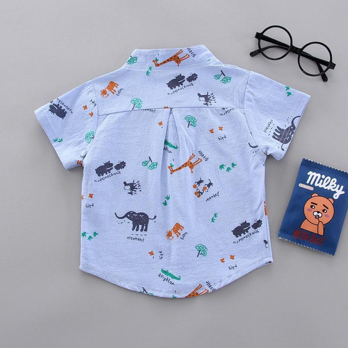 Elephant Print Short-sleeve Top and Pants Set