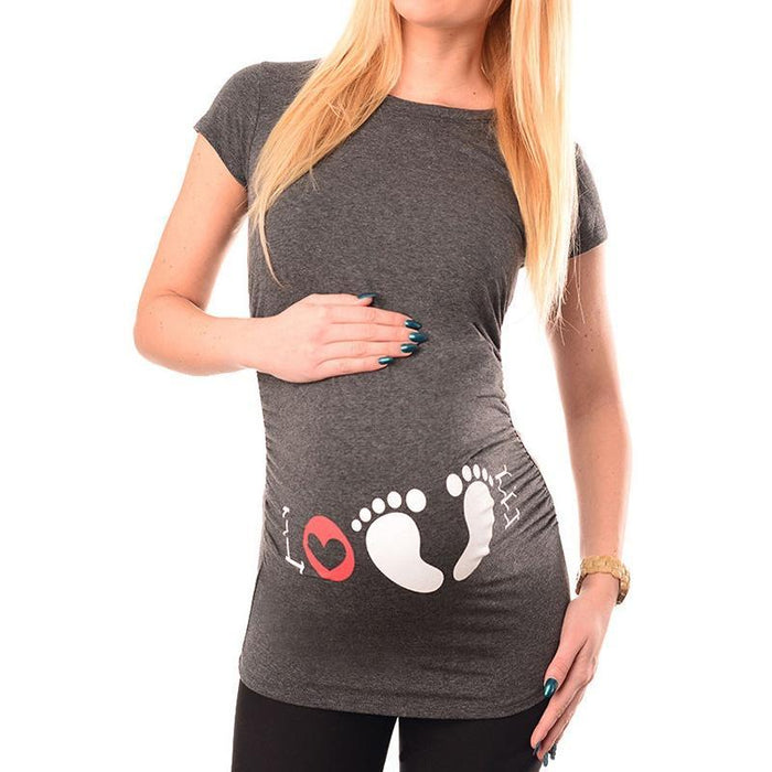 Zwangerschaps-T-shirt met korte mouwen en casual print