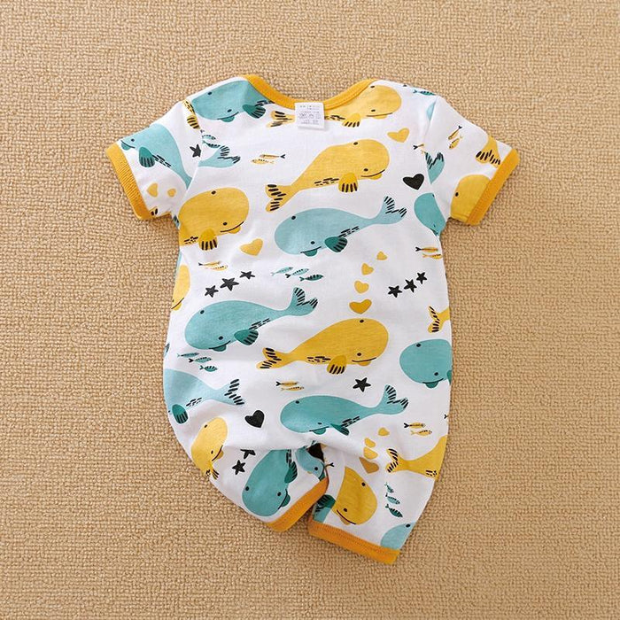 Baby Boy / Girl Whale Allover Short-sleeve Jumpsuit