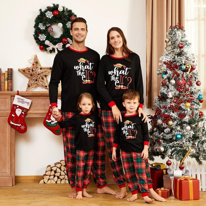 Family Look Black Party Pajama Sets Letter Positioning print Matching Pajamas