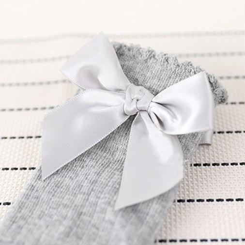 Sweet Solid Bow Decor Socks for Baby and Toddler Girl