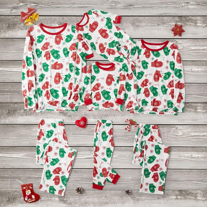 Family Matching Christmas Gloves Print Pajamas Sets