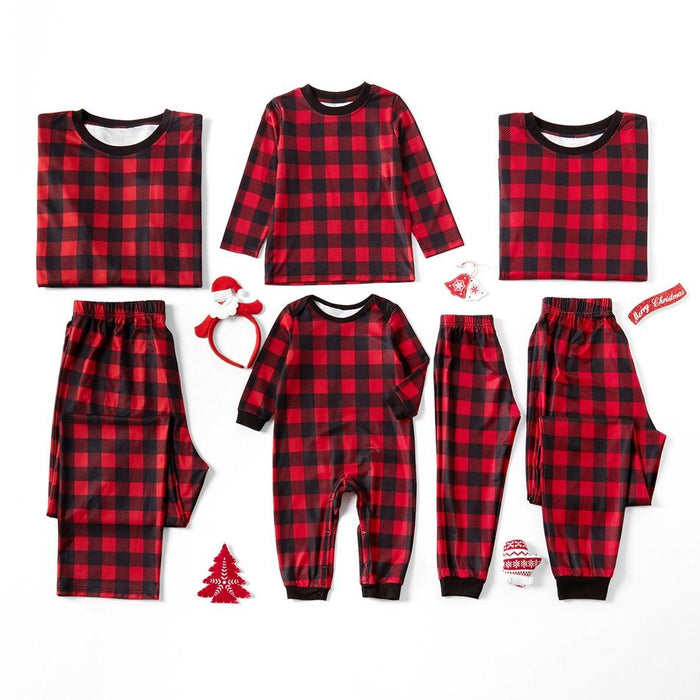 Christmas Black / Red Plaid Family Matching Pajamas Set