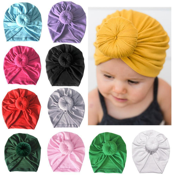 Cute India Turban Hats Baby Infant Donut Hat